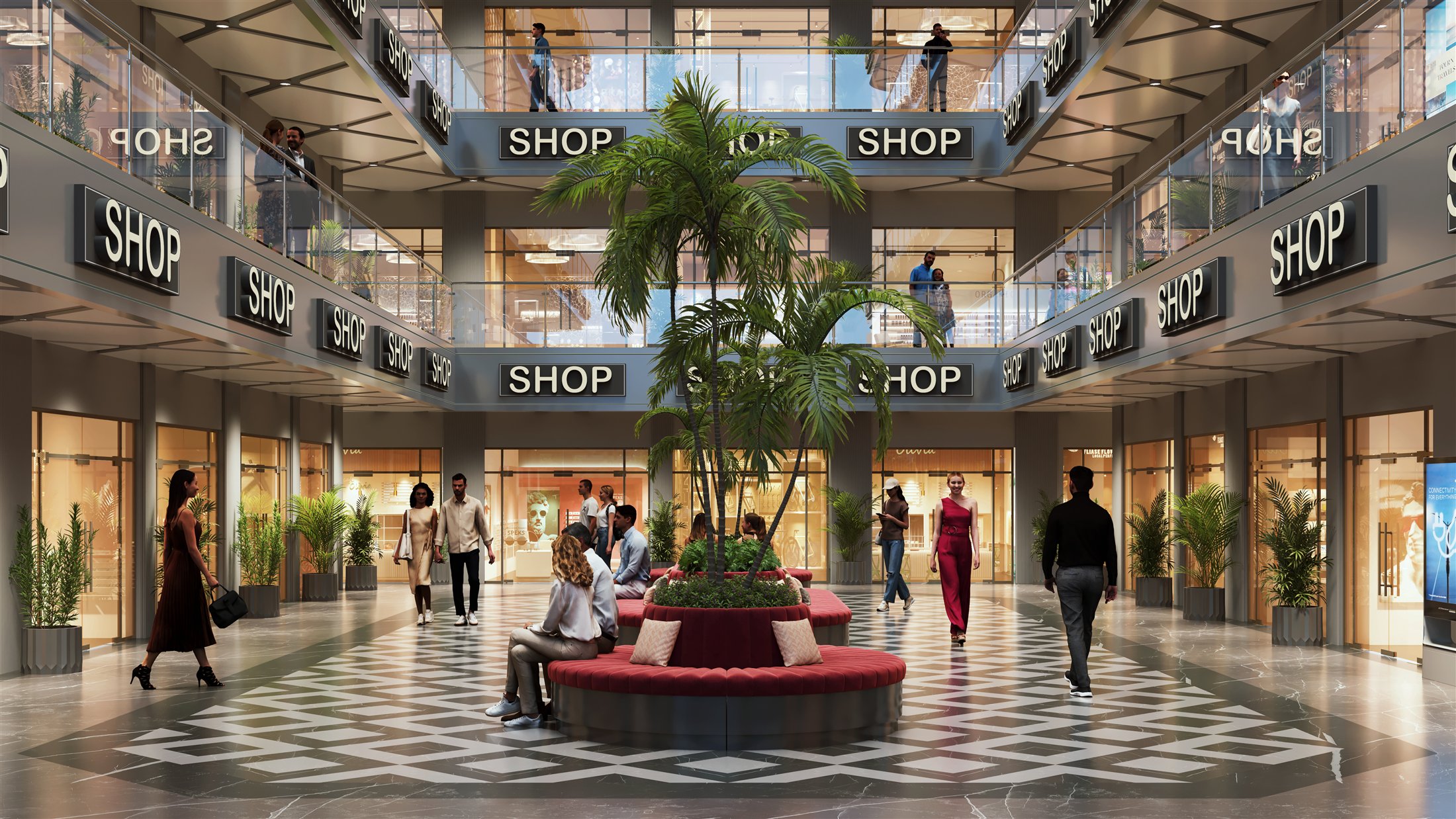 Artistic impression representing office spaces at Delta Square