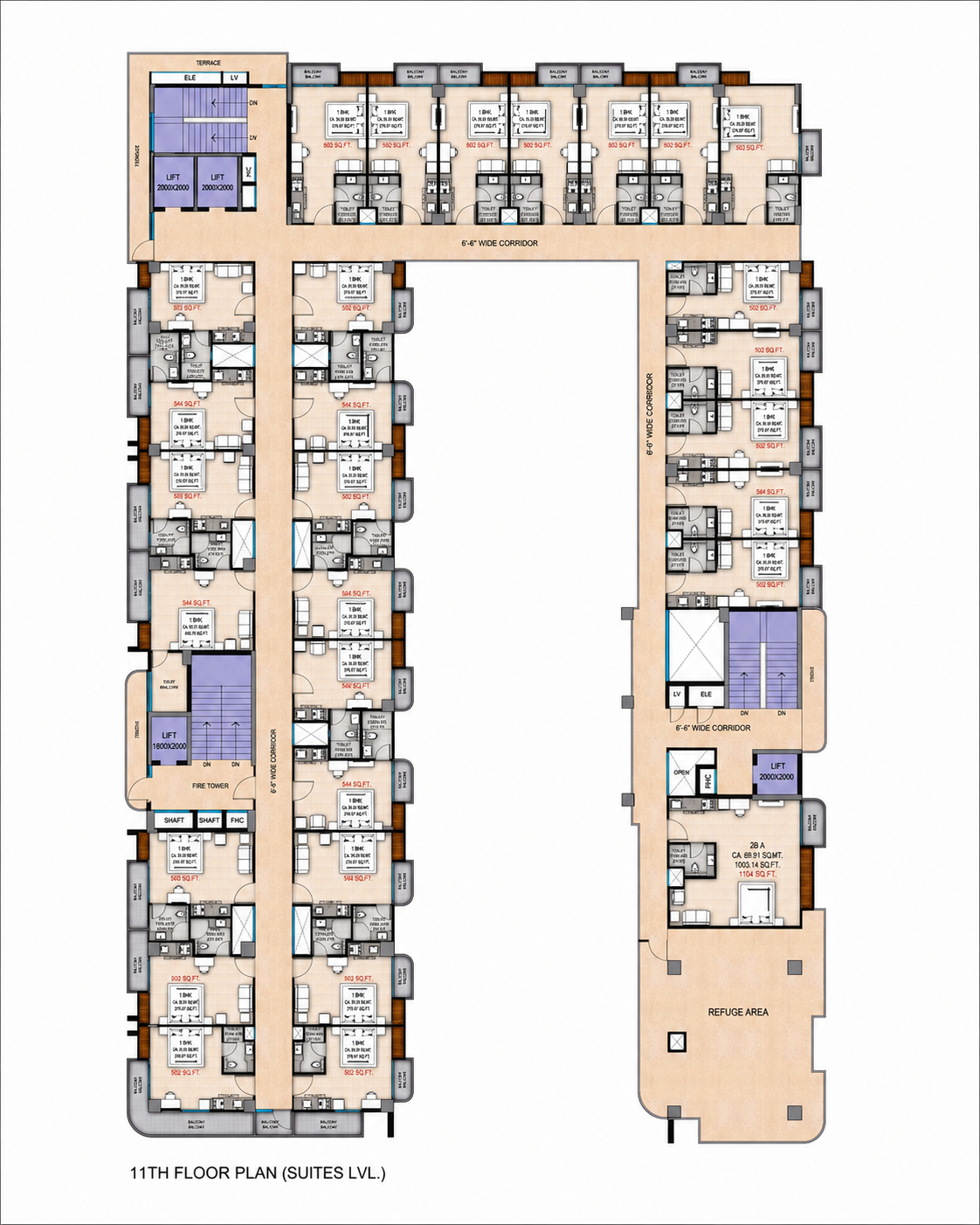 Supplied Delta Square One 11th floor - suites level floor plan