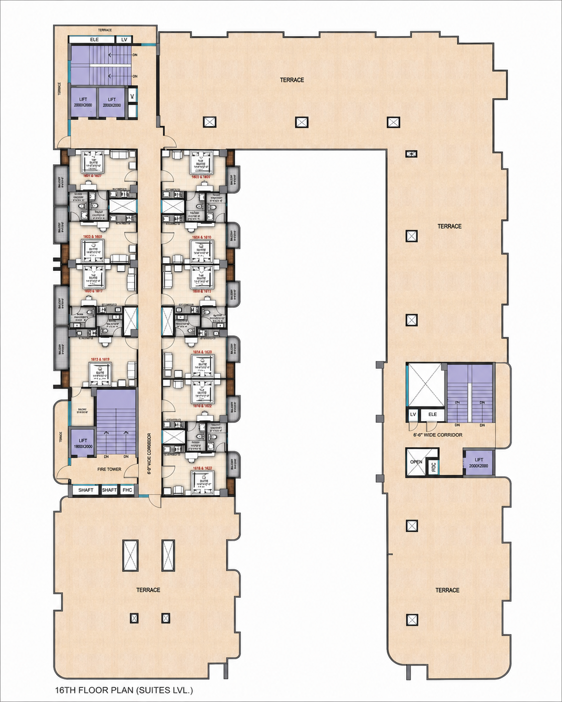 Supplied Delta Square One 16th floor - suites level floor plan