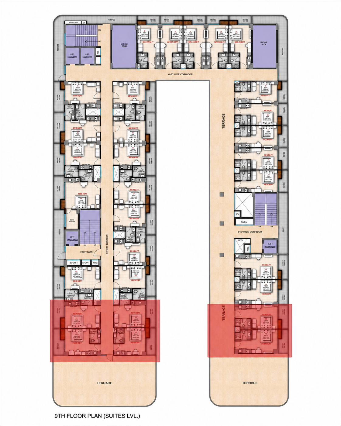 Supplied Delta Square One 9th floor - suites level floor plan