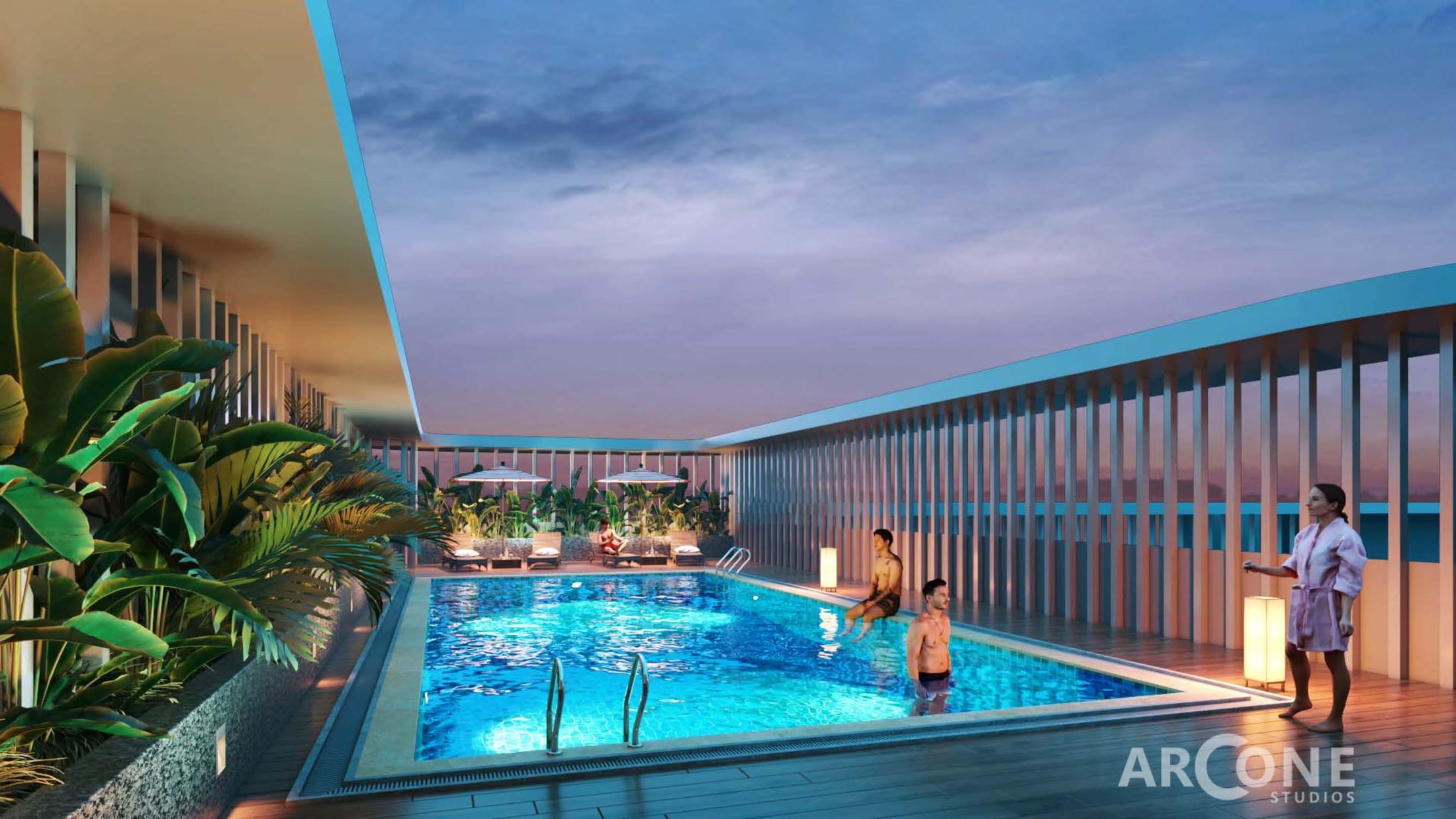 Artistic impression of the rooftop pool at Delta Square One