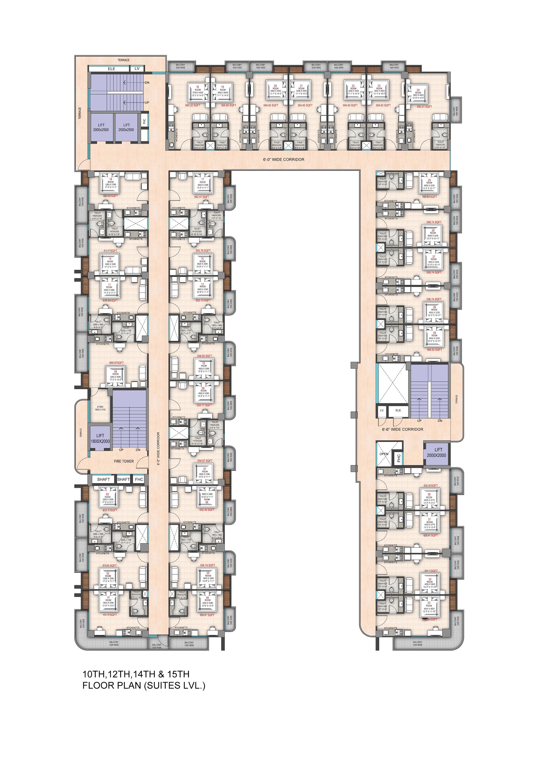 Supplied Delta Square 10th, 12th, 14th & 15th floors floor plan