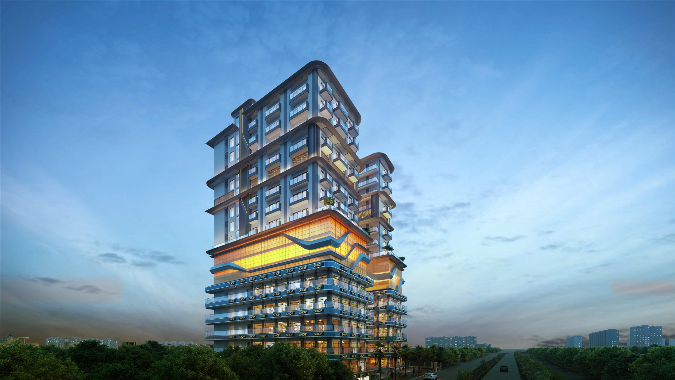 Artistic impression of Delta Square at night