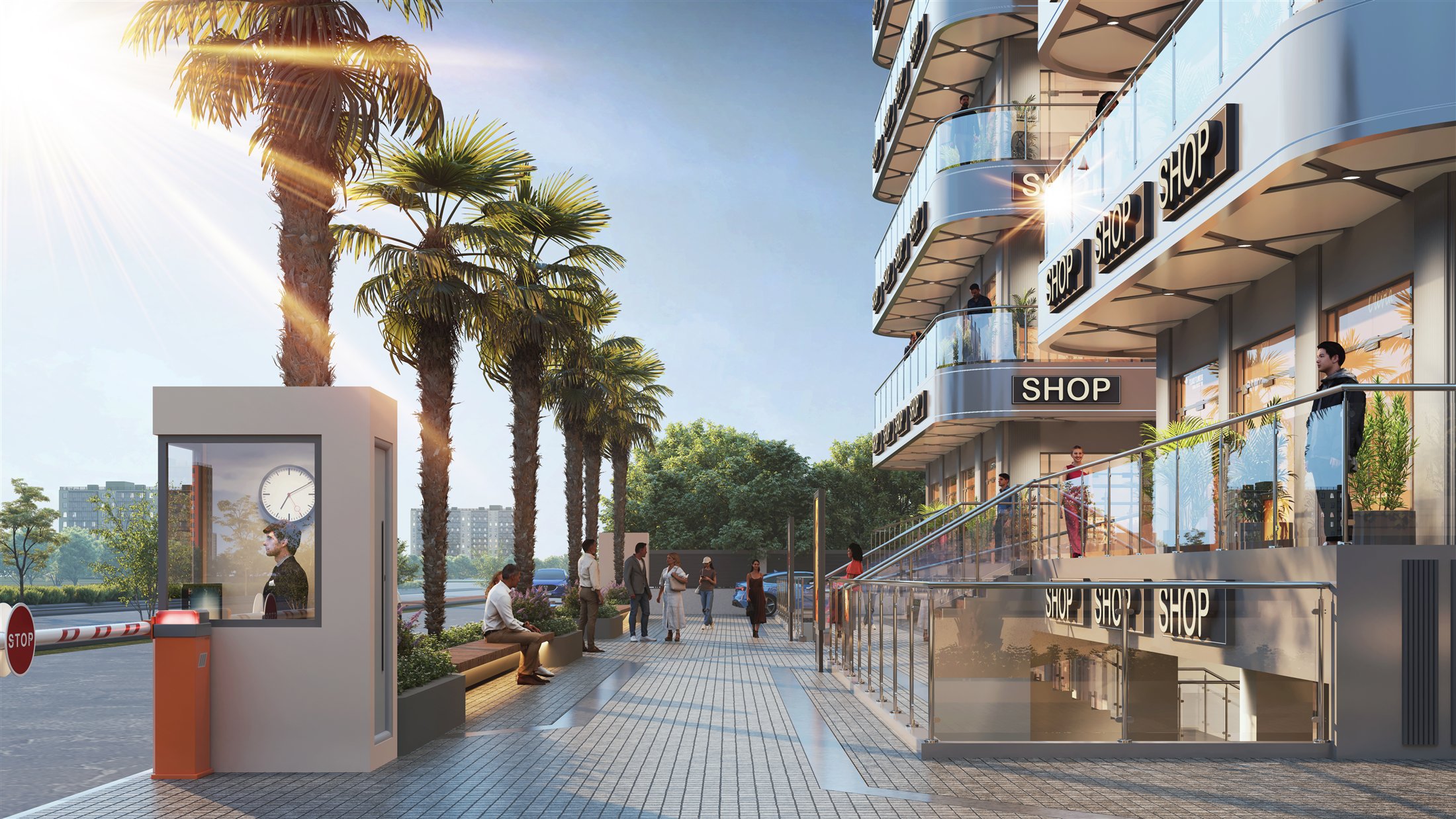 Artistic impression of the commercial plaza at Delta Square